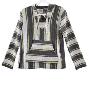Original Senor Lopez Gray & Yellow Baja Hoodie Sweater Made in Mexico Size M